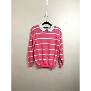 VTG Ms MacGregor Sport Womens Striped Sweatshirt S Pink Retro 80s 90s Preppy